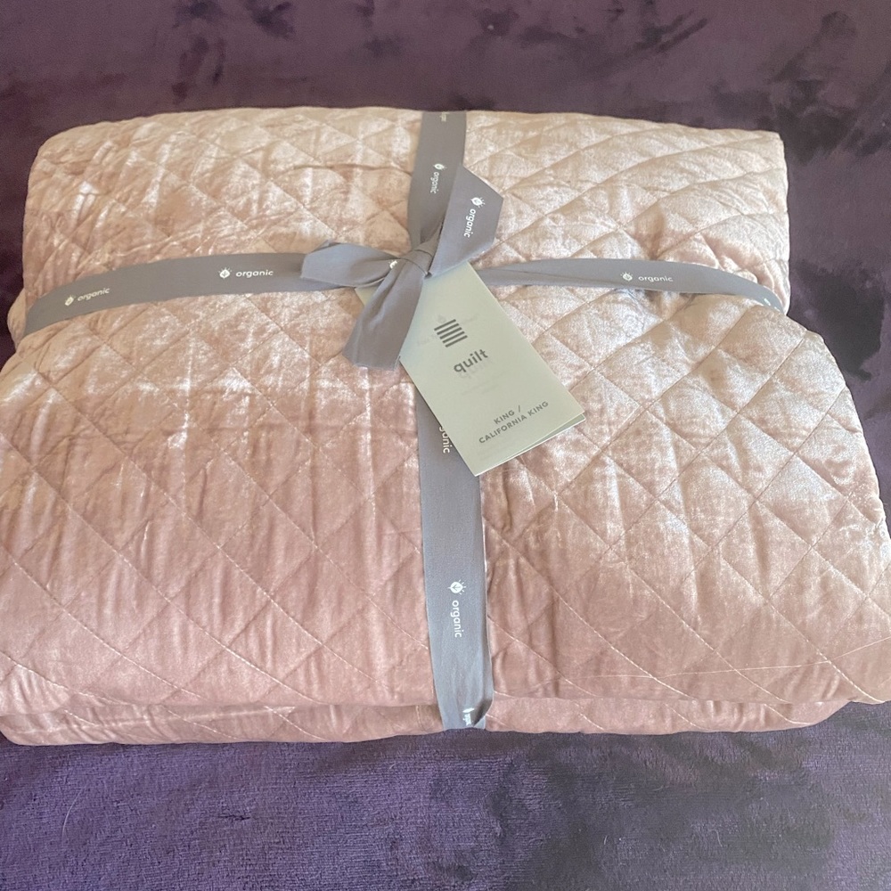 West Elm Lush Velvet Tack Stitch Dusty Blush
California King